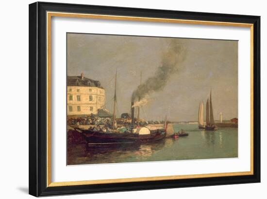Honfleur. La Jetee, 1854-57 (Oil on Panel)-Eugène Boudin-Framed Giclee Print