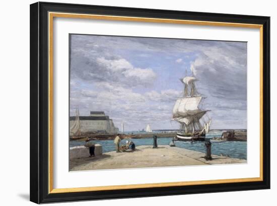 Honfleur, Le Port, c.1858-62-Eug?ne Boudin-Framed Giclee Print