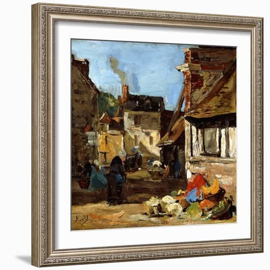 Honfleur, Saint-Catherine Market Place, 1867-1870-Eugène Boudin-Framed Giclee Print