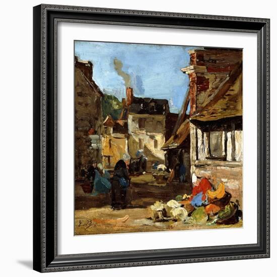 Honfleur, Saint-Catherine Market Place, 1867-1870-Eugène Boudin-Framed Giclee Print