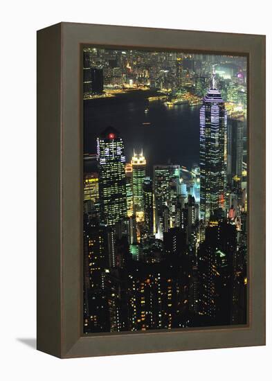 Hong Kong at Night-Jon Hicks-Framed Premier Image Canvas