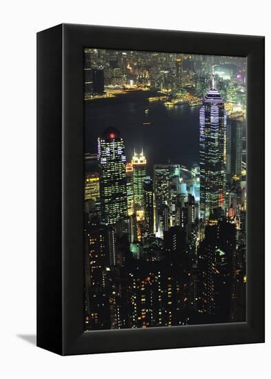 Hong Kong at Night-Jon Hicks-Framed Premier Image Canvas