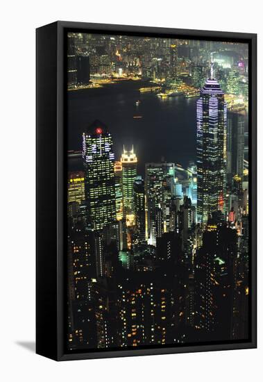 Hong Kong at Night-Jon Hicks-Framed Premier Image Canvas