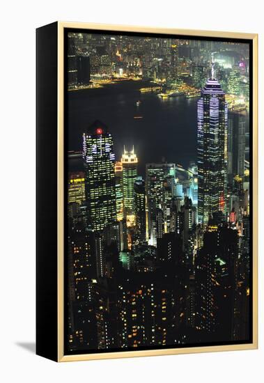 Hong Kong at Night-Jon Hicks-Framed Premier Image Canvas
