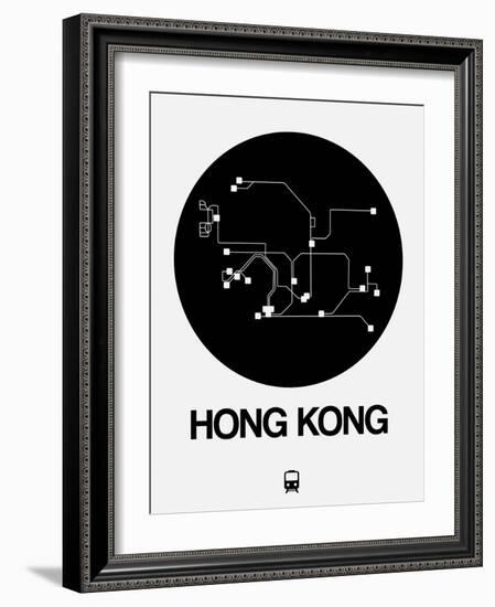 Hong Kong Black Subway Map-NaxArt-Framed Art Print