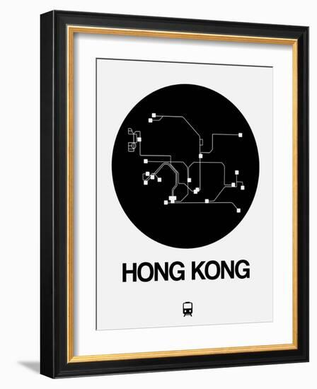 Hong Kong Black Subway Map-NaxArt-Framed Art Print