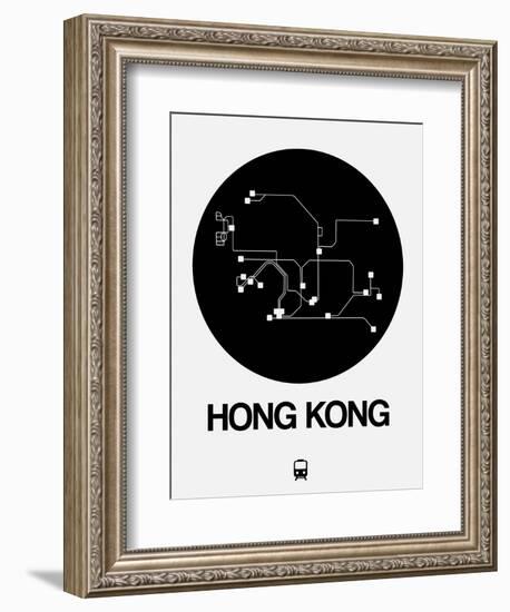 Hong Kong Black Subway Map-NaxArt-Framed Art Print