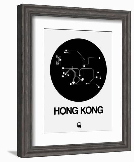 Hong Kong Black Subway Map-NaxArt-Framed Art Print