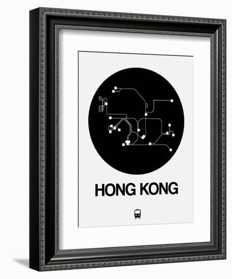 Hong Kong Black Subway Map-NaxArt-Framed Art Print