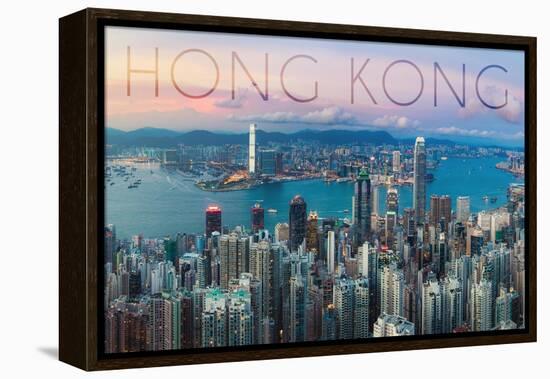 Hong Kong, China - Aerial View-Lantern Press-Framed Stretched Canvas