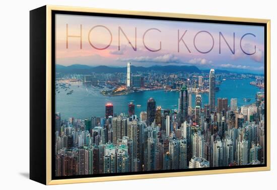 Hong Kong, China - Aerial View-Lantern Press-Framed Stretched Canvas