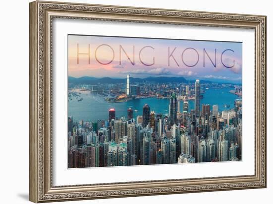 Hong Kong, China - Aerial View-Lantern Press-Framed Art Print