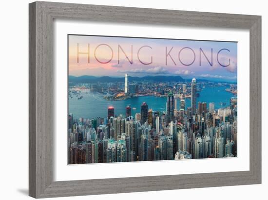 Hong Kong, China - Aerial View-Lantern Press-Framed Art Print