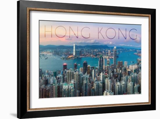 Hong Kong, China - Aerial View-Lantern Press-Framed Art Print