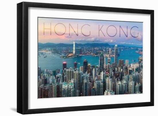 Hong Kong, China - Aerial View-Lantern Press-Framed Art Print