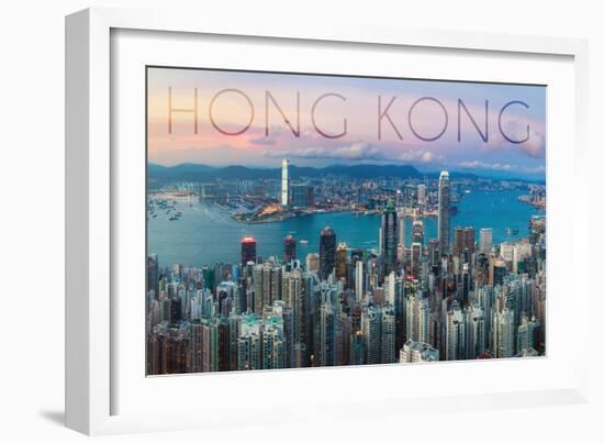 Hong Kong, China - Aerial View-Lantern Press-Framed Art Print