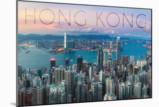 Hong Kong, China - Aerial View-Lantern Press-Mounted Art Print