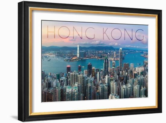 Hong Kong, China - Aerial View-Lantern Press-Framed Art Print