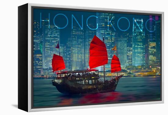 Hong Kong, China - Aqua Luna-Lantern Press-Framed Stretched Canvas