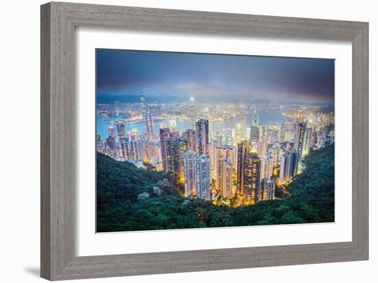 Hong Kong, China City Skyline from Victoria Peak-Sean Pavone-Framed Photographic Print