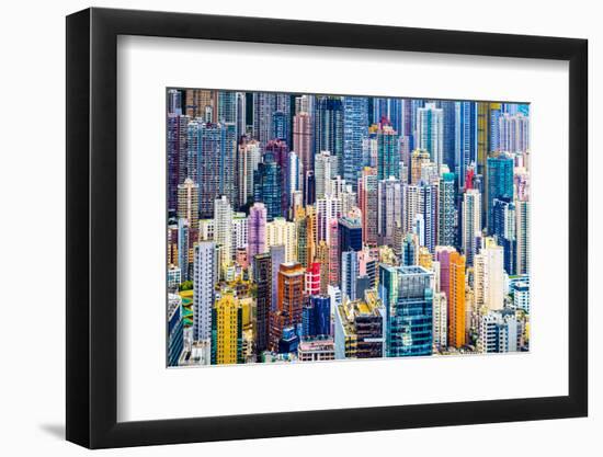 Hong Kong, China Dense Cityscape of Office Buildings.-ESB Professional-Framed Photographic Print
