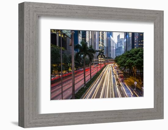Hong Kong, China. Downtown Traffic , Road with Skyscrapers-Bill Bachmann-Framed Photographic Print