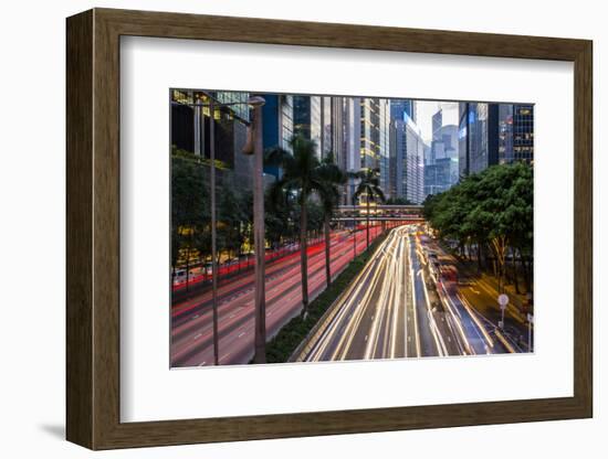 Hong Kong, China. Downtown Traffic , Road with Skyscrapers-Bill Bachmann-Framed Photographic Print