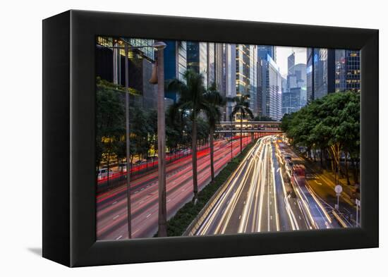 Hong Kong, China. Downtown Traffic , Road with Skyscrapers-Bill Bachmann-Framed Premier Image Canvas