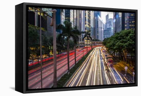 Hong Kong, China. Downtown Traffic , Road with Skyscrapers-Bill Bachmann-Framed Premier Image Canvas