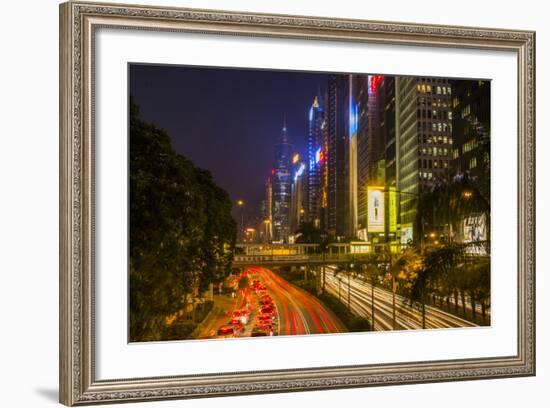 Hong Kong, China. Downtown Traffic , Road with Skyscrapers-Bill Bachmann-Framed Photographic Print