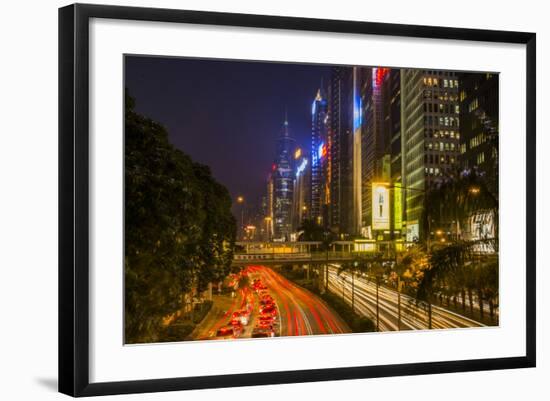 Hong Kong, China. Downtown Traffic , Road with Skyscrapers-Bill Bachmann-Framed Photographic Print