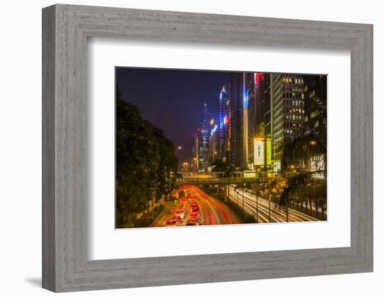 Hong Kong, China. Downtown Traffic , Road with Skyscrapers-Bill Bachmann-Framed Photographic Print