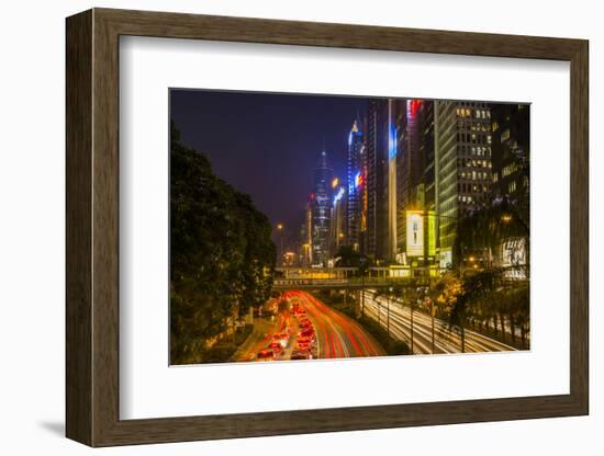 Hong Kong, China. Downtown Traffic , Road with Skyscrapers-Bill Bachmann-Framed Photographic Print