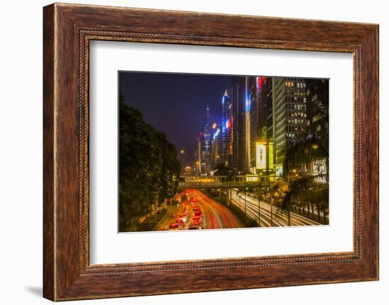 Hong Kong, China. Downtown Traffic , Road with Skyscrapers-Bill Bachmann-Framed Photographic Print