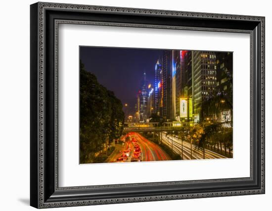 Hong Kong, China. Downtown Traffic , Road with Skyscrapers-Bill Bachmann-Framed Photographic Print