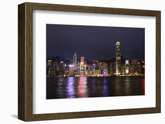 Hong Kong, China. Skyline Harbor with New Ferris Wheel and Reflections , Background-Bill Bachmann-Framed Photographic Print