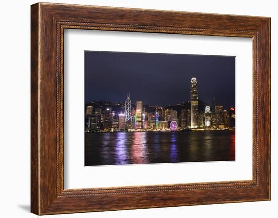 Hong Kong, China. Skyline Harbor with New Ferris Wheel and Reflections , Background-Bill Bachmann-Framed Photographic Print