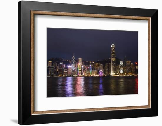 Hong Kong, China. Skyline Harbor with New Ferris Wheel and Reflections , Background-Bill Bachmann-Framed Photographic Print