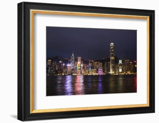 Hong Kong, China. Skyline Harbor with New Ferris Wheel and Reflections , Background-Bill Bachmann-Framed Photographic Print