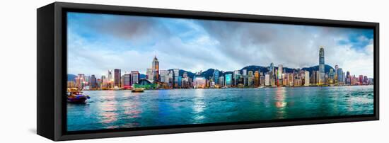 Hong Kong, China Skyline Panorama from across Victoria Harbor-Sean Pavone-Framed Premier Image Canvas