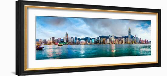 Hong Kong, China Skyline Panorama from across Victoria Harbor-Sean Pavone-Framed Photographic Print