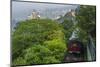Hong Kong, China. Victoria Peak Tram Going Down Mountain on Smoggy, Hazy, Foggy Day-Bill Bachmann-Mounted Photographic Print