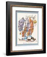 Hong Kong - Chinese Fishing Junk Sampan Boat - TWA (Trans World Airlines) Menu Cover-David Klein-Framed Art Print