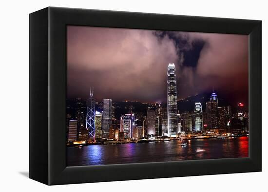 Hong Kong Harbor at Night from Kowloon Reflection-William Perry-Framed Premier Image Canvas