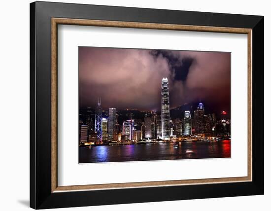 Hong Kong Harbor at Night from Kowloon Reflection-William Perry-Framed Photographic Print