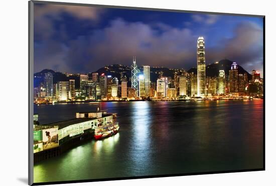 Hong Kong Harbor at Night from Kowloon Star Ferry Reflection-William Perry-Mounted Photographic Print