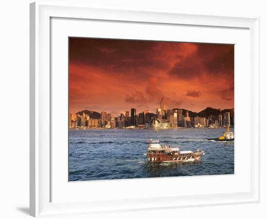 Hong Kong Harbor at Sunset, Hong Kong, China-Bill Bachmann-Framed Photographic Print