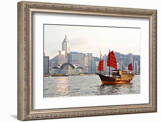 Hong Kong Harbour Tourist Junk-null-Framed Art Print