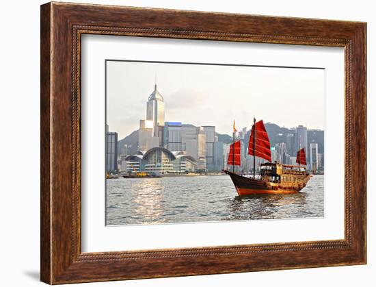 Hong Kong Harbour Tourist Junk-null-Framed Art Print