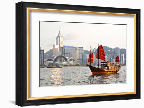 Hong Kong Harbour Tourist Junk-null-Framed Art Print